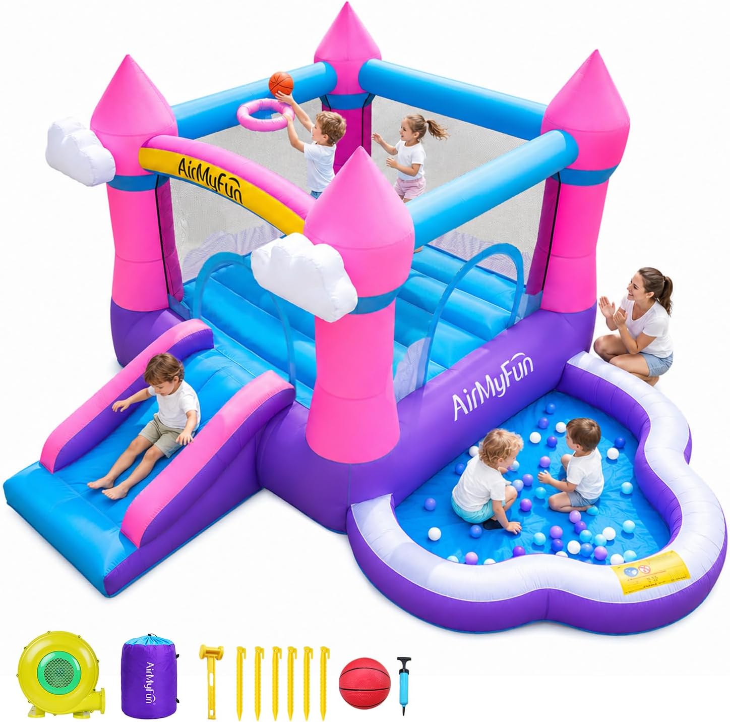 Kids Outdoor Water - Castillo Inflable Rosa para Niños de