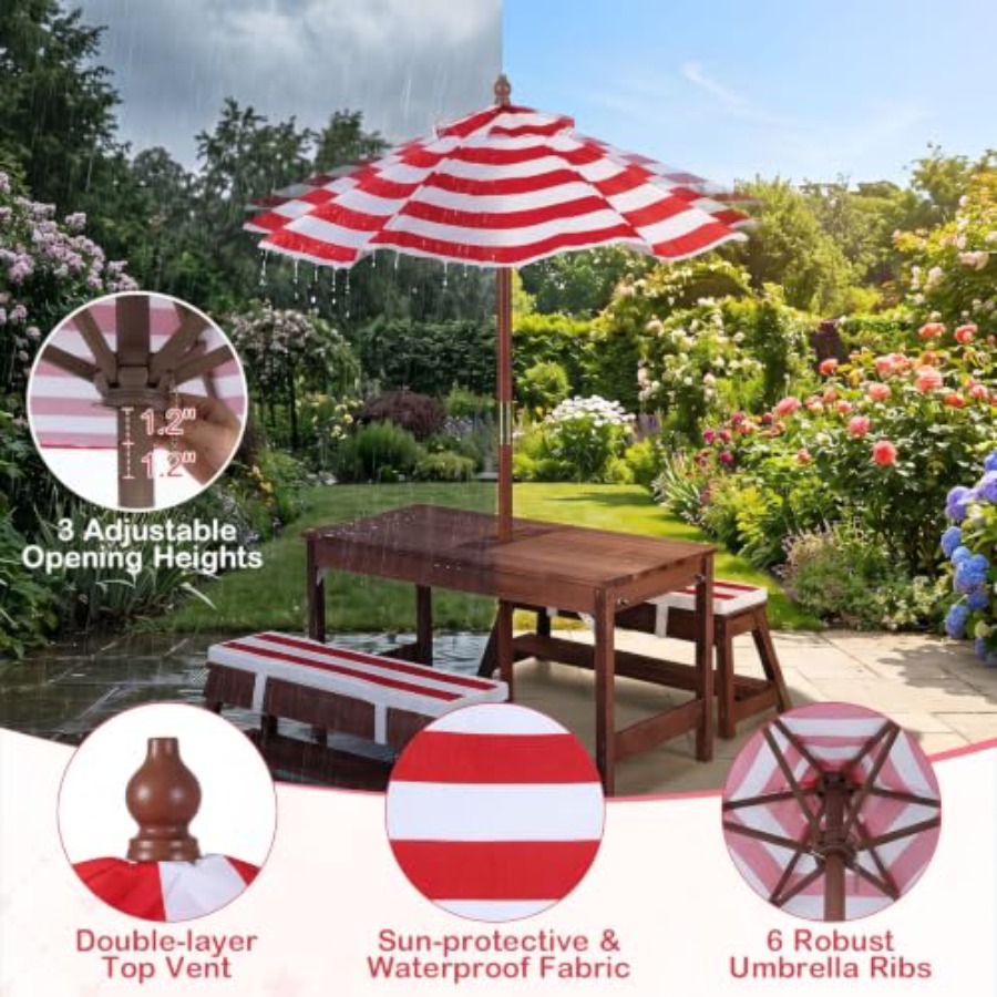 Kids Outdoor Water - Mesa de picnic infantil para exteriores,
