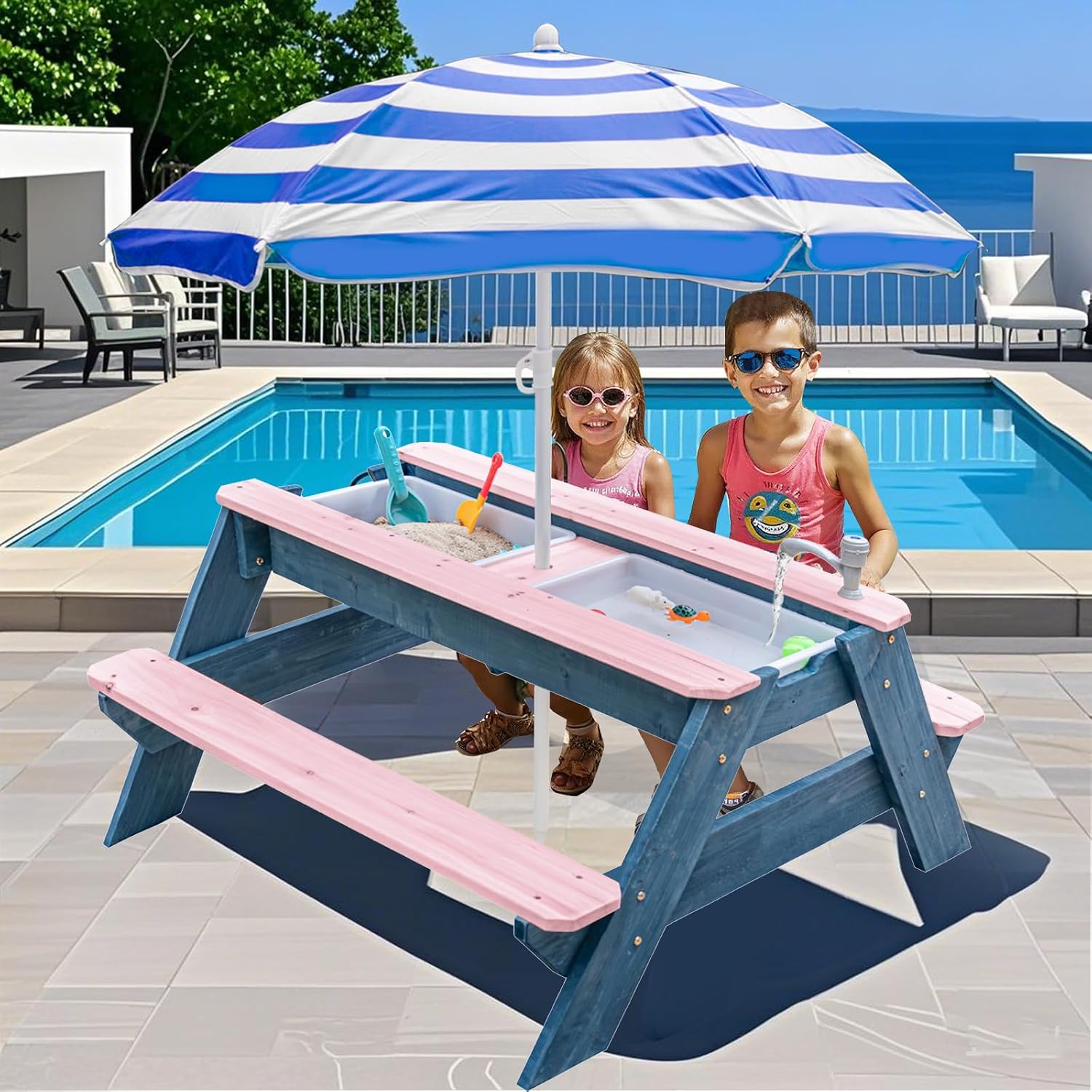 Mesa de arena y agua 3 en 1 pa - Kids Outdoor Umbrella For Table reseña y precio