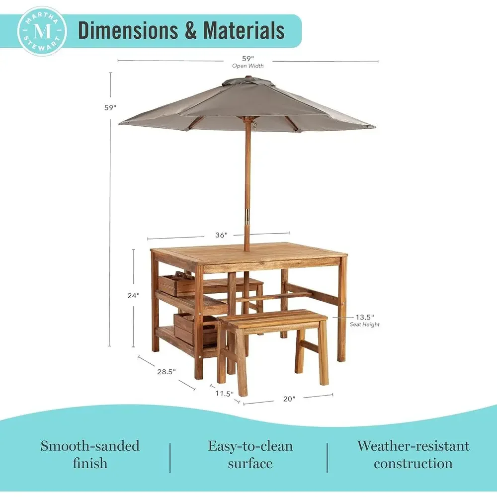 Conjunto de Mesa, Bancos y Som - Kids Outdoor Umbrella For Table reseña y precio