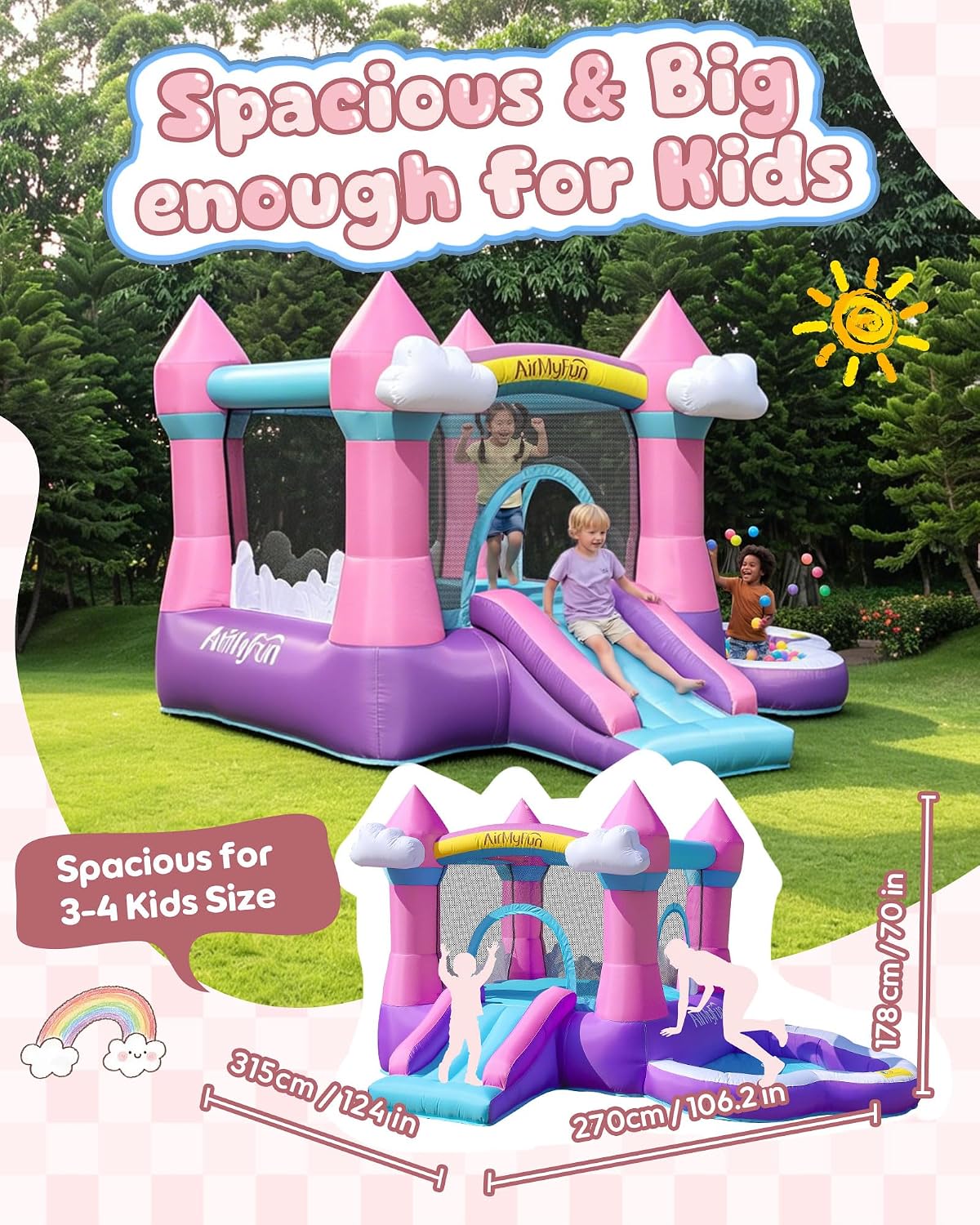 Castillo Inflable Rosa para Ni - Kids Outdoor Water reseña y precio