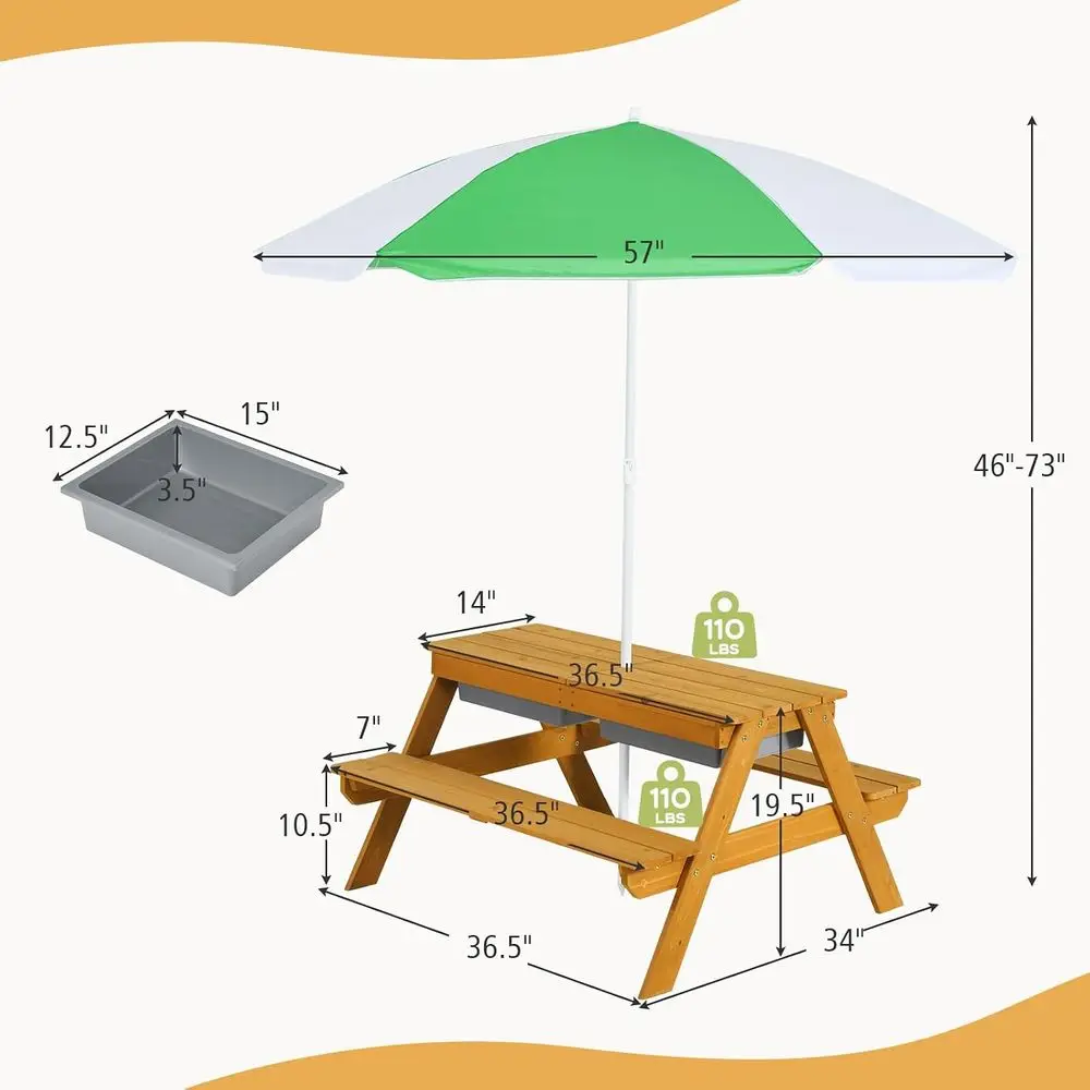 Mesa de Picnic Infantil 3 en 1 - Kids Outdoor Umbrella For Table reseña y precio
