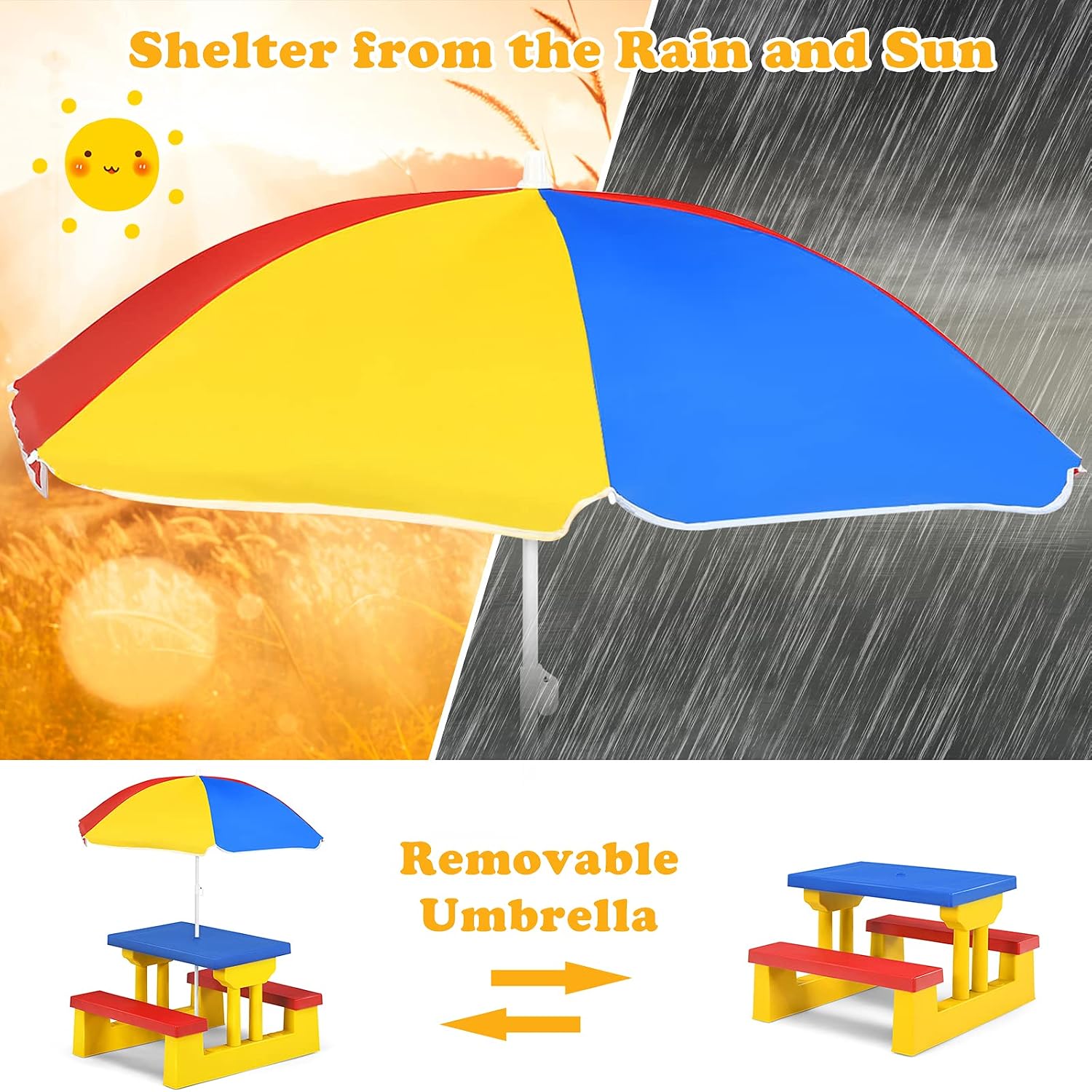Mesa de Picnic para Niños ARMI - Kids Outdoor Umbrella For Table reseña y precio