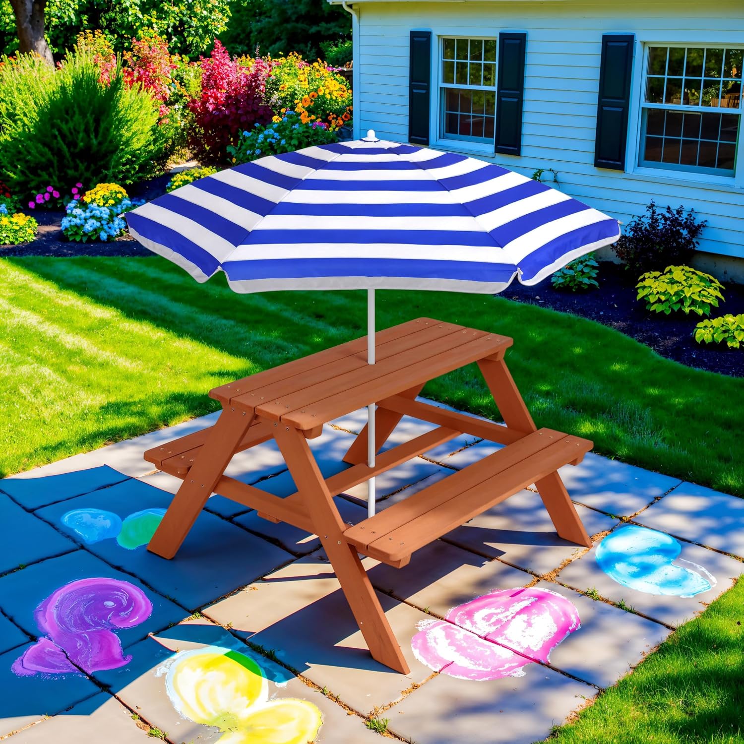 Mesa de picnic de madera para  - Kids Outdoor Umbrella For Table reseña y precio