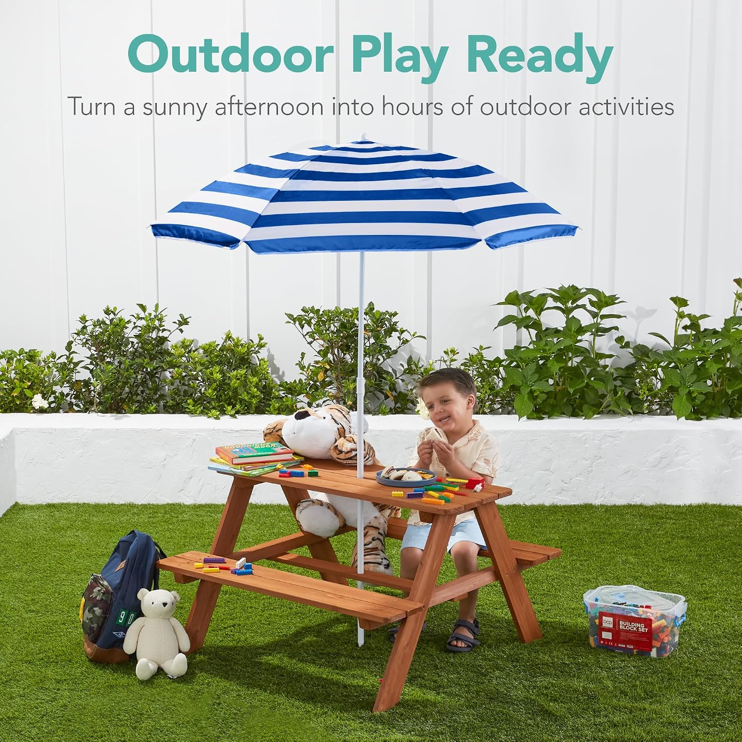 Mesa de picnic de madera para  - Kids Outdoor Umbrella For Table reseña y precio