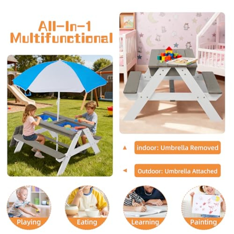 Mesa de picnic para niños para - Kids Outdoor Umbrella For Table reseña y precio