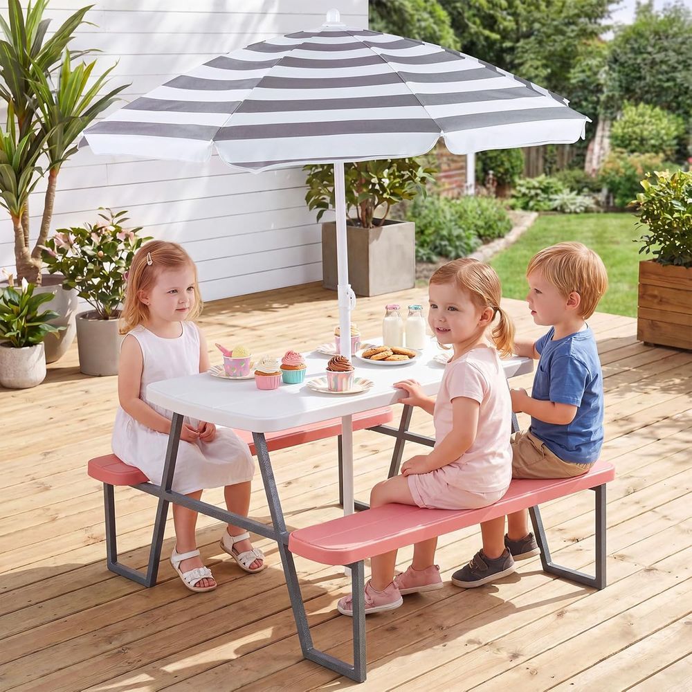 Mesa de Picnic para Niños, Jue - Kids Outdoor Umbrella For Table reseña y precio